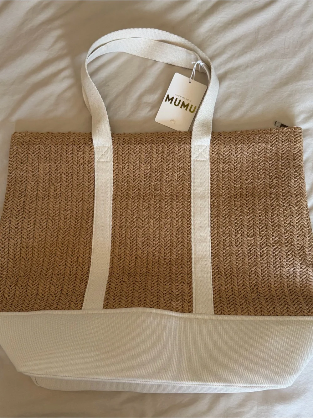 Show Me Your MuMu Natural Straw Tote with Cream Straps